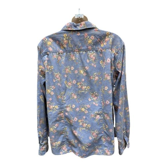 L.L.BEAN Lavender Blue Floral Corduroy Button Down Shirt Collar Size Tag Removed - Picture 9 of 9